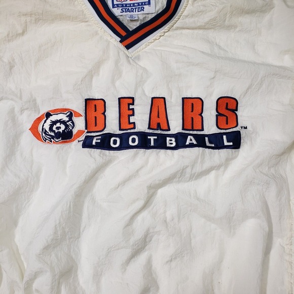 Vintage Chicago Bears Windbreaker Jacket Men XL Beige Pull Over Starter Pro Line - Picture 1 of 15